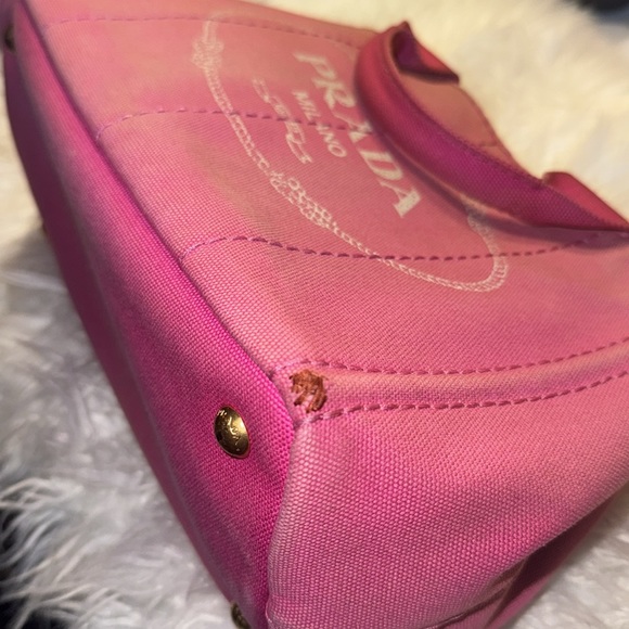 PRADA Canapa Shoulder Bag Hand Bag Canvas Pink Ladies From Japan GUC - Picture 7 of 12